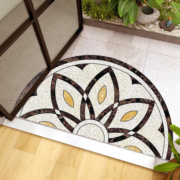 Tapis PVC Entrée Paillasson Demi-Cercle Porche Paillasson Antipoussière Antidérapant Tapis De Sol Intérieur Extérieur Tapis Décor À La Maison Bohème Tapis