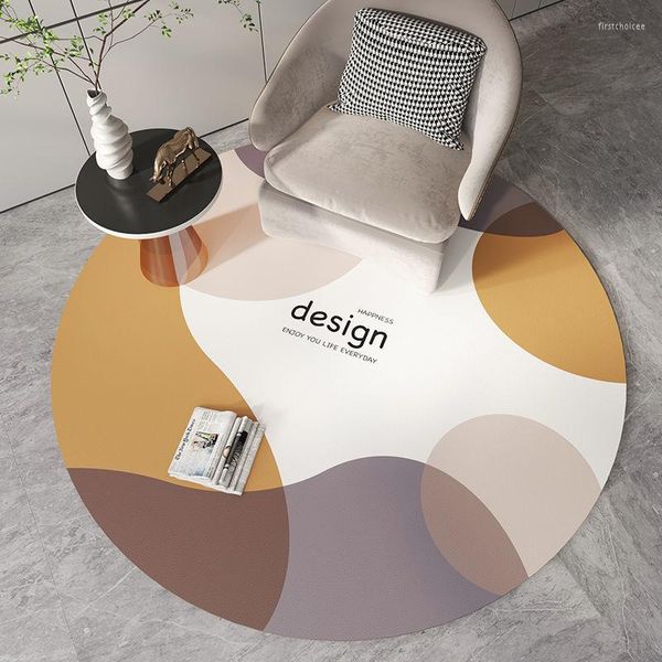 Tapis PVC cuir circulaire salon tapis décoration maison chambre en plus tapis rond grande surface tapis de sol enfants chaise tapis