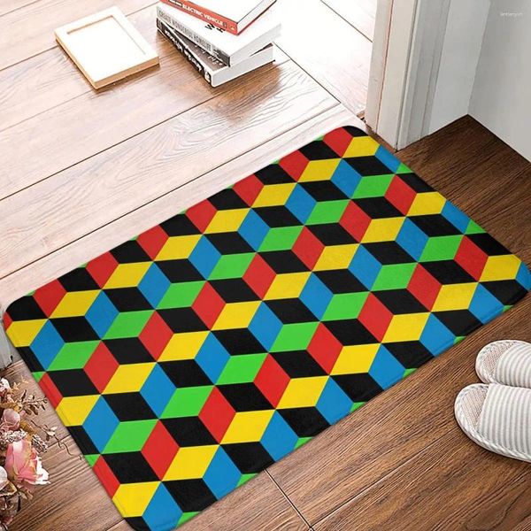 Tapis Qbert Jeu vidéo Blocs multicolores Tapis antidérapant Paillasson Salon Tapis de bain Tapis de sol de porte d'entrée