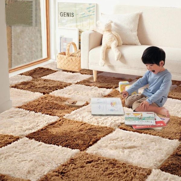 Tapis de qualité tapis en peluche épissé enfants Tatami tapis bricolage pour salon décor printemps couleur unie confortable 8 tailles