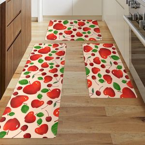 Tapis rouge cerise imprimé tapis cuisine tapis entrée paillasson imprimé tapis maison sol balcon anti-dérapant tapis décor