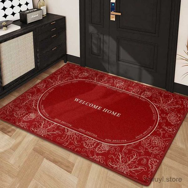 Carpets Red Floral Entry Carpet Art Luxury Grand Area Decoration salon Décoration Tapis bienvenue Tapis de chambre à coucher confortable