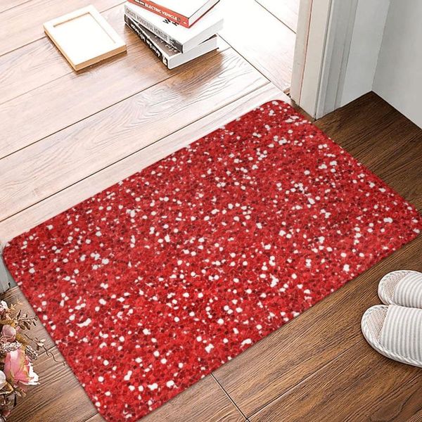 Tapis rouge paillettes paillasson moderne polyester chambre salon tapis de sol tapis de couloir décor tapis de bain