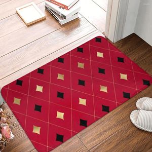 Tapis rouge or et noir diamant français paillasson tapis tapis tapis de bain anti-dérapant entrée cuisine chambre lavable poussière