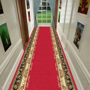 Tapis rouge couloir tapis Europe mariage couloir tapis escalier maison plancher coureurs tapis El entrée allée longue chambre 188Q