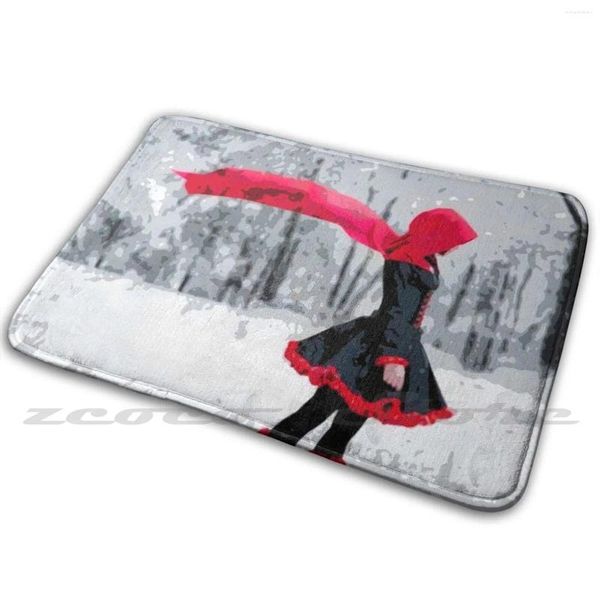 Tapis rouges comme un tapis tapis tapis non glissant la porte absorbant la rose