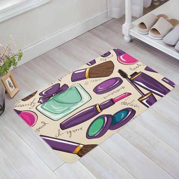 Carpets Red Lipstick Cosmetic Lèvres Mat de sol blanc Porte de salon Porte de salon Cuisine de cuisine Tapis sans glissement Doormat de salle de bain Decor