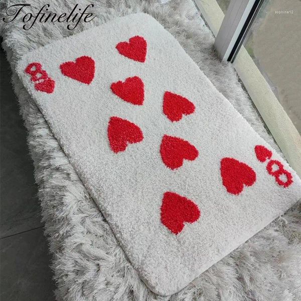 Carpets Red Love Heart 8 Carpet Soft Tufted Card Shape Raping