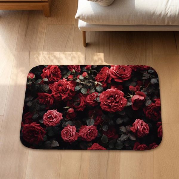 Carpets Red Rose Dormat Bath Mats de salle de bain antidérapant PAET PAET PAET DE COUPE DE Valentin de la Saint-Valeur