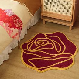 Carpets Red Rose Fleur tapis toufuté Décoration chambre à coucher de lit de lit de lit de chambre