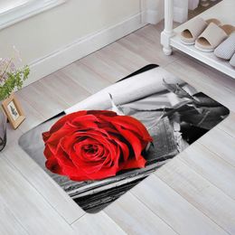 Carpets Rose rouge sur un livre shabby doormat décoration flanelle de salon doux carpette de cuisine balcon tapis de chambre à coucher de chambre à coucher