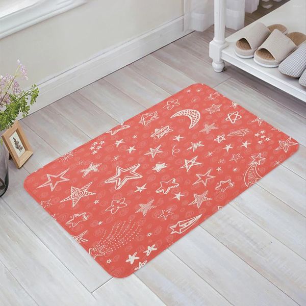 Carpets Stars Red Moon Graffiti Cuisine Mat de sol de salon décor de salon Carpet Home Homeway Entrance Portant Balcony Porte anti-glissement tapis