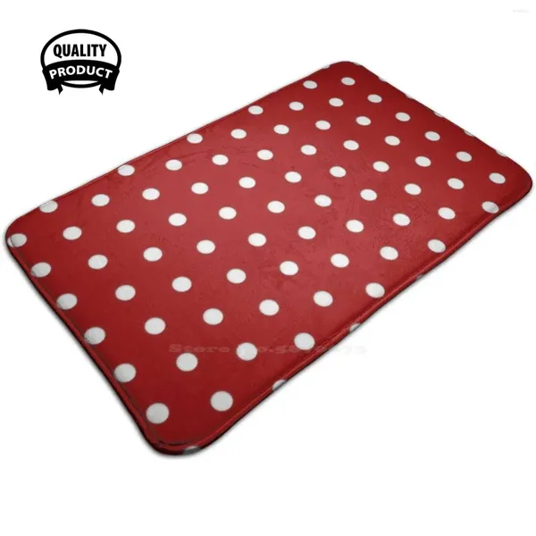 Alfombras Red White Polka Polka Pattern House Soft Family Anti-Slip Mat Alfombra alfombra Rouge Berry Fruit Ruby Sweet Cute