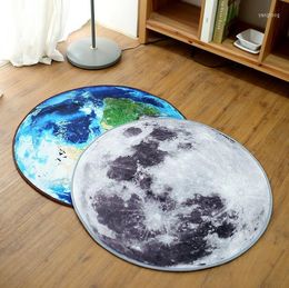 Tapijten retro 3d Earth en Moon Round Gebied Tapijt tapijt voor kinderkamer Baden Slaapkamer Mat Non-slip 60 80 Computer