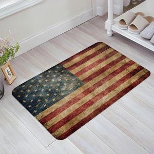 Carpets rétro American Flag Floor Mat d'entrée Porte de salon de cuisine tapis de cuisine non glip