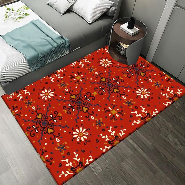 Tapis rétro flanelle tapis pour salon bohême motif antidérapant rond tapis tapis enfants chambres tapis de sol chambre décor