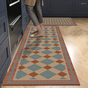 Tapijten retro geometrische keukenmat niet-slip vloermatten geruite ingang deurmat absorberend lange tapijtegegebied tapijten alfombra