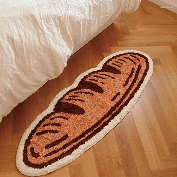 Alfombras Retro largo Ufting Baguette alfombra de noche alfombra de comida suave alfombra hogar baño piso almohadilla niños habitación dormitorio felpudo decoración cálida