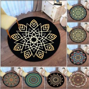 Tapijten Retro Mandala Rond Tapijt Voor Woonkamer Nordic Kids Vloermat Anti Slip Computer Stoel Slaapkamer Tapijt Thuis decor248K