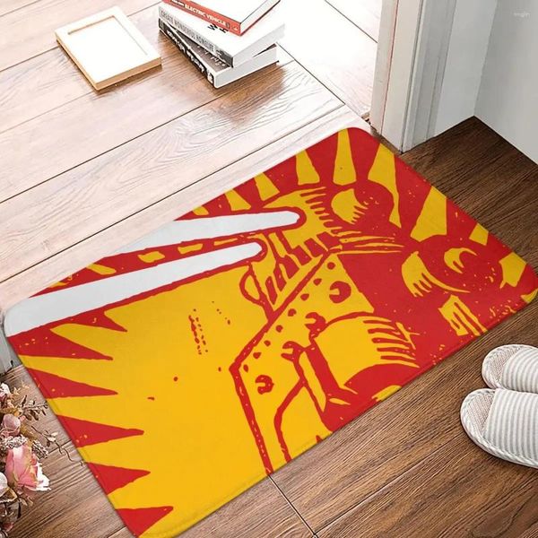 Tapis Tapis antidérapant rétro Tapis rouge Robot Paillasson Salon Cuisine Tapis Bienvenue Tapis de maison