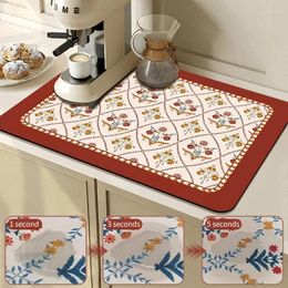 Tapijten retro print afvoerpad superabsorberende keukenmat niet-slip afwas droogmatten koffie tapijt servies voor placemat supllies
