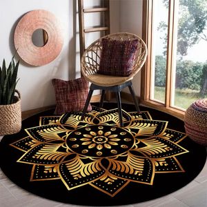 Tapis Tapis rond rétro à motif chinois, pour chambre à coucher, salon, Table à thé, tapis de sol artistique 3D, panier suspendu, tapis de pied 231006