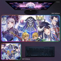 Carpets RGB Mouse Pad Overlord Ainz Ooal Anime Gaming Mousepad Gamer LEG LED Rubber Table Table Mat Ordinktop Game Game Mats