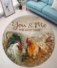 Carpets Rooster Circle Round Shape Floor Mat 3d tapis non glisser le salon Salon Douce de chambre à coucher 03 Carpets Carpetscarpets7493302