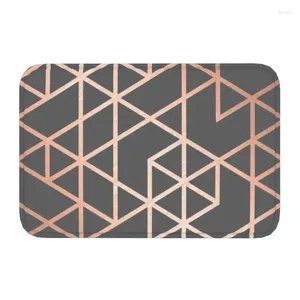 Tapis rose rose or et gris motif géométrique Porte de planche de cuisine de cuisine de cuisine de salle de bain antidérapante
