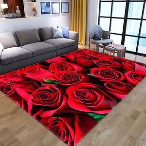 Tapijten rozenpatroon tapijt zachte niet-slip print polyester slaapkamer keuken woonkamer badkamer gangpad decoratieve vloermat deur matcarpets