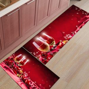 Tapijten Rose Wine Gift Anti-Slip Keukenmat voor vloer Outdoor Entrance Leormat Woonkamer Badkamer Rugscarpets