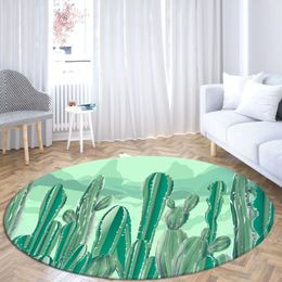 Tapis round tapis grand marge de sol imprimé cactus hiver maison salon chambre chambre de salle de bain de décoration forêt