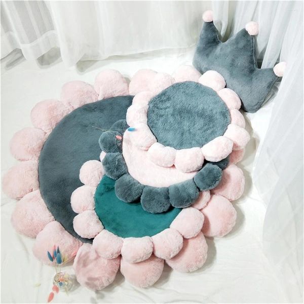 Tapis rond tapis style nordique doux velours soleil fleur coussin de siège maison tapis de sol salon peluche salon tapis chambre décor