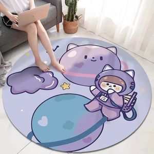 Tapijten Rond flanellen tapijt kinderen kruipen vloermat slaapkamer nachtkastje baby leuke cartoon dier antislip voetmat 231006