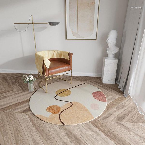 Tapis rond moelleux tapis maison doux tapis salon Design moderne chambre ordinateur chaise tapis de sol canapé Table basse tapis1