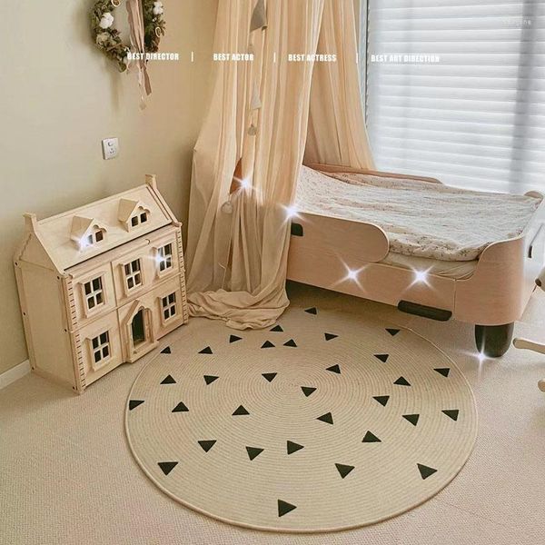 Tapis ronds pour salon chambre carte monde Animal tapis enfants tapis anti-dérapant coton lin décor à la maison enfants