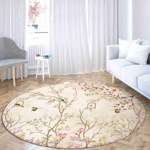 Tapis Rond Rose Fleurs Tapis Grand Antidérapant Doux Maison Salon Chambre Salle De Bains Tapis De Sol Imprimer Décorer Tapis R230726