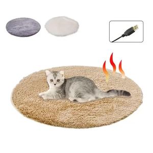 Carpets Round Plush Pet Electric Blanket Heating Pad Waterproof Dog Cat Bed Mat Drop Delivery Home Garden Textiles Dhu62
