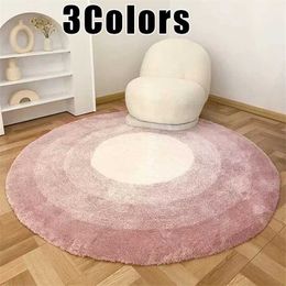 Tapis Rond simple dégradé tapis chambre fille commode vestiaire pied pad siège de bureau en peluche tapis de sol enfants jouer tapis chambre décor