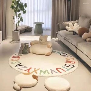 Tapis rond doux moelleux pour enfants décoration de chambre de chambre grande zone de vie tapis de vie simple décoration de chambre à coucher tapis lavable
