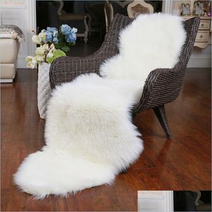 Tapijten Rownfur Zachte kunstmatige schapenvachttapijt voor woonkamer Kinderen Slaapkamerstoel ER Fluffy Hairy Antislip Faux Bont Tappert Floor Mat Dhnbo