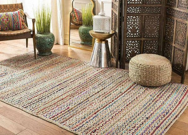 Tapis tapis 100% naturel Jute et coton tressé Style coureur salon tapis tapis tapis