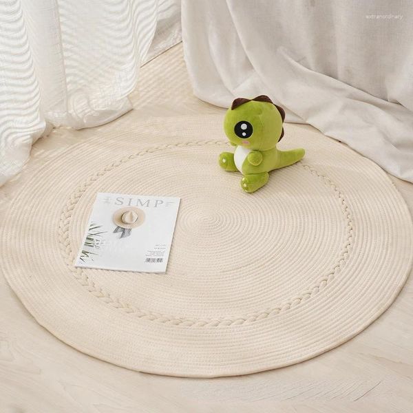 Tapis de tapis décor de coton corde de sol tissé tapis circulaire de ménage circulaire chambre à coucher