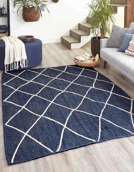Alfombras alfombras yute estilo trenzado natural de aspecto rústico moderno área de alfombra para habitación