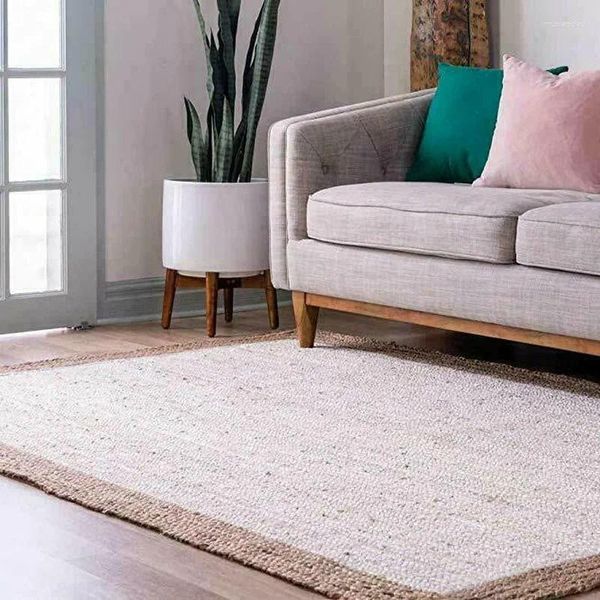 Tapis tapis naturel en jute naturelle faite à la main réversible moderne salon tapis de tapis runner 8x10 pi pour chambre à coucher