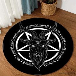 Tapis satanique chat chèvre trône empalé tapis rond zone chambre athée ménage chaise de bain tapis noir tapis salon décoration de la maison R230801