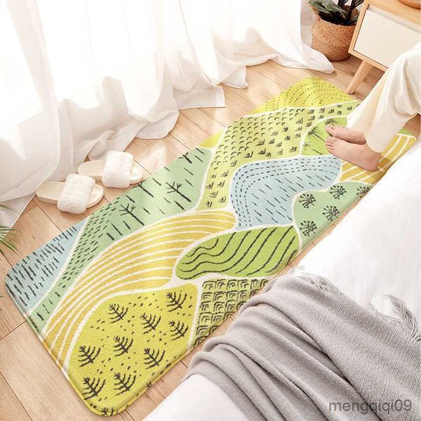 Tapis Paysage Chambre Tapis Rose Chevet Doux Tapis Enfants Antidérapant Bébé Tapis De Jeu Salon Tapis De Sol Lavable En Machine R230728