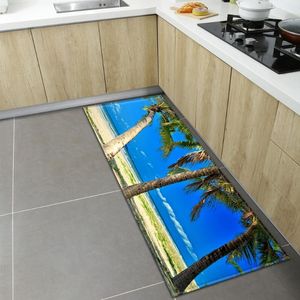 Tapijten Sea Beach Landschap Keuken vloer Mat Plant Boom Huis Tapijten Tapijten Tapijt Tapijt Deur Niet-slip badkamer Alfombracarpets Tapijt