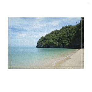 Tapis Sea Decor Island avec des arbres sur des tapis de bain Paillasson antidérapant Entrées de sol Tapis de porte intérieure extérieure