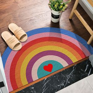 Tapijten Halve cirkel Deurmatten Anti-slijtage PVC Waterdicht Antislip Slaapkamer Tapijten Regenboog Gedrukt Entree Buiten Binnen Deurmat 230601